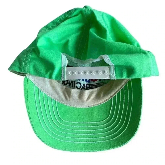 Vintage 80s 90s Mobile 1 Racing Snapback Hat Cap Neon Green Stange Made in USA - Picture 9 of 9